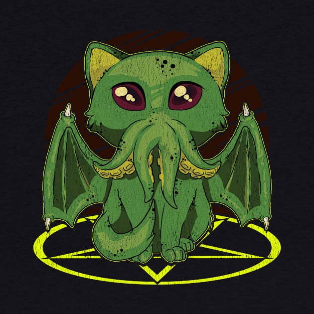 Cathulhu Satanic Kawaii Cat Cthulhu by theperfectpresents